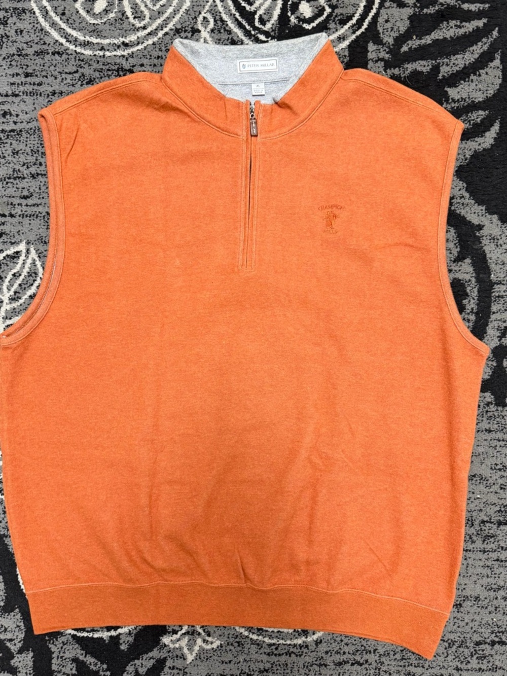 Peter Millar Orange Quarter-Zip Sleeveless Vest